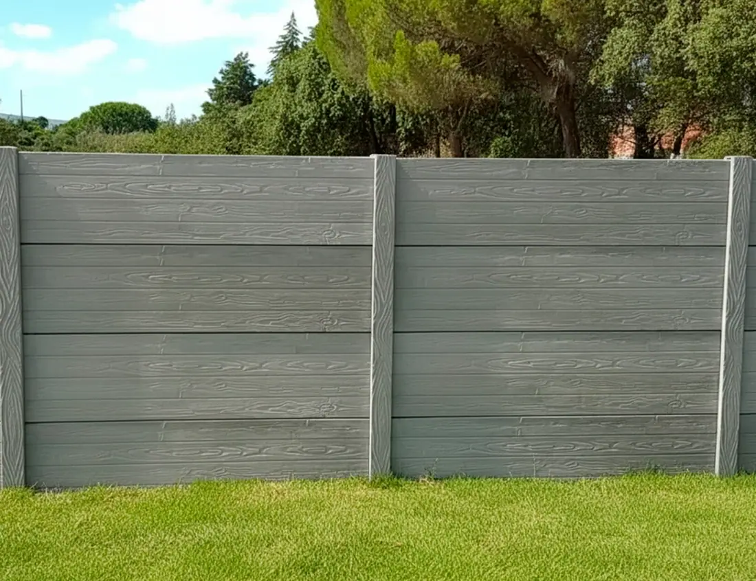 Muro de betão cinzento de altura média num jardim
